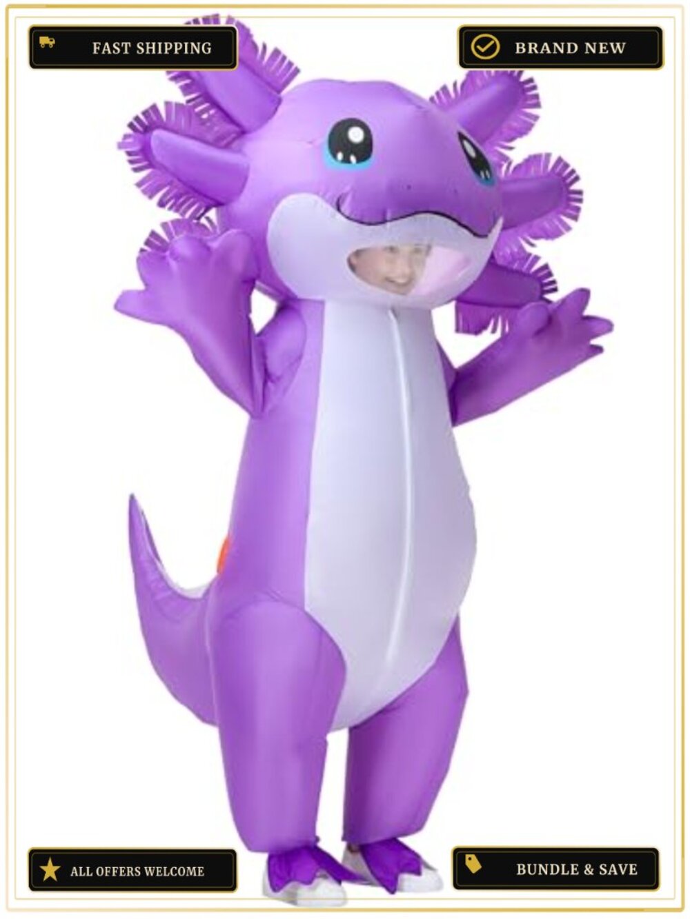 Kids Inflatable Axolotl Costume Blow-Up Suit Halloween Party School Event